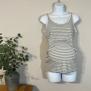MATERNITY!  Motherhood Maternity black and white striped tank top
